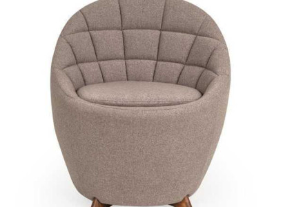 Brown upholstered armchair Living room single-seater designer 1-seater wooden frame